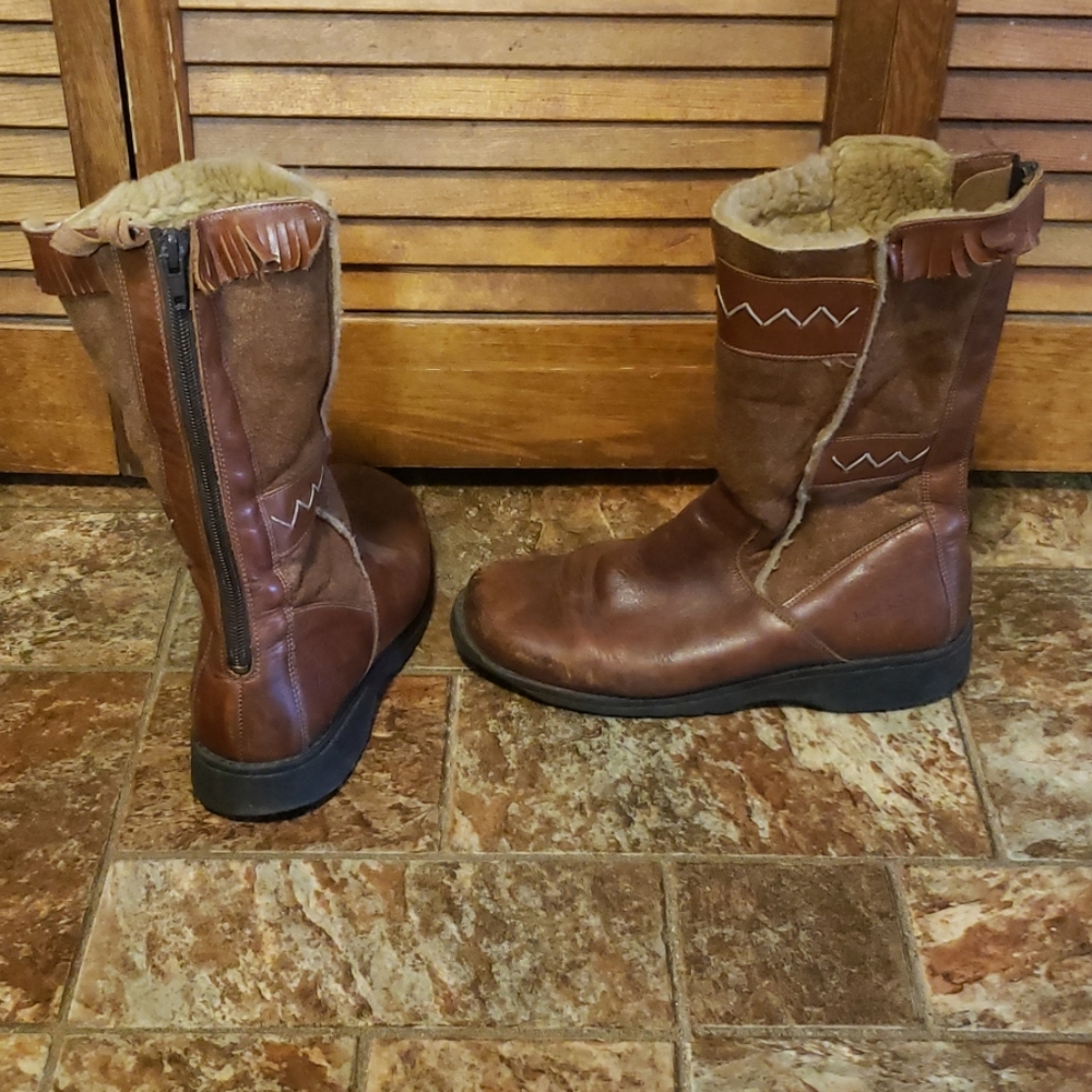 Josef Seibel Leather Boots Shearling Upper 7.5